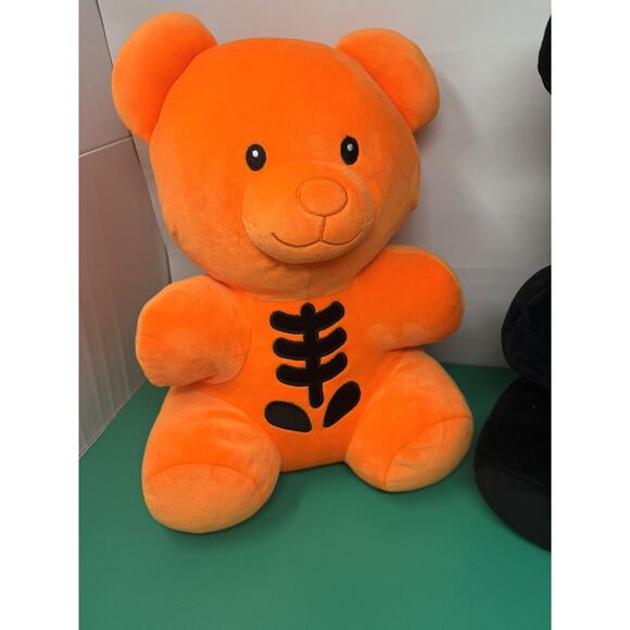 Halloween Skeleton Black & Orange Gummy Bear 16" Plush Way to Celebrate Set New - Picture 3 of 4